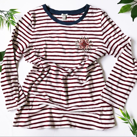 J. Crew Tops - J. Crew Embellished lightweight striped top